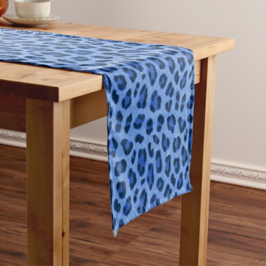 Blauw laurierspatroon korte tafelloper (Voorbeeld)