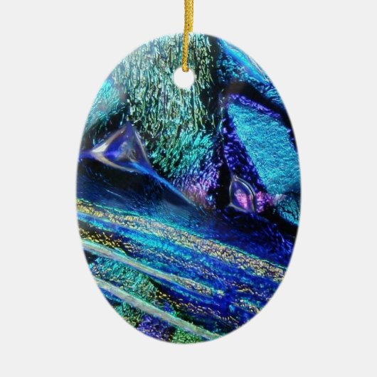 Blauw lava-glas keramisch ornament (Voorkant)