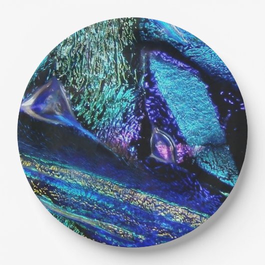 Blauw lava-glas papieren bordje (Voorkant)