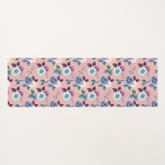 Blauw & Lavendel Bloeit op Blush Yogamat (Achterkant (horizontaal))