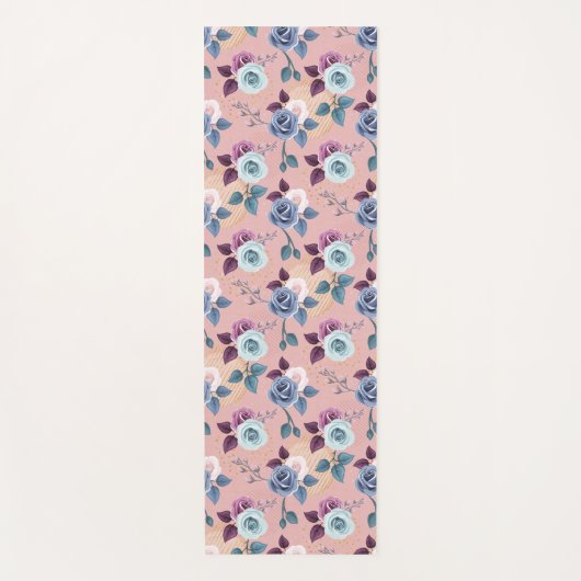 Blauw & Lavendel Bloeit op Blush Yogamat (Voorkant)
