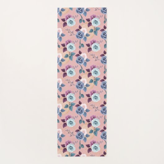 Blauw & Lavendel Bloeit op Blush Yogamat (Achterkant)