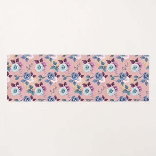 Blauw & Lavendel Bloeit op Blush Yogamat (Voorkant (horizontaal))