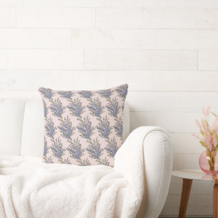 Blauw Lavendel Bloemboeket Patroon  Kussen