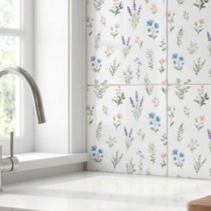 Blauw Lavendel Boho Waterverf Wildflower Cottage Tegeltje