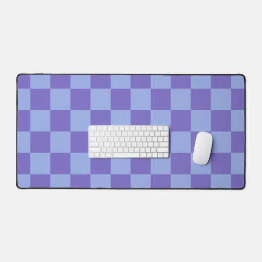 Blauw & Lavendel Checkerboard Patroon Bureaumat (Keyboard & Muis)