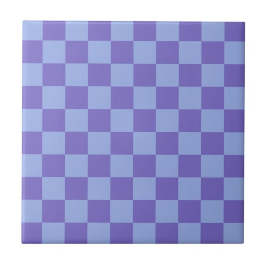 Blauw & Lavendel Checkerboard Patroon Tegeltje (Voorkant)