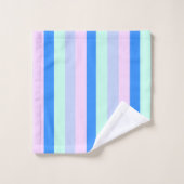 Blauw, Lavendel, Roze & Pastel Mint Groene strepen Bad Handdoek (Wasdoekje)