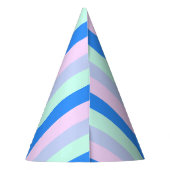 Blauw, Lavendel, Roze & Pastel Mint Groene strepen Feesthoedjes (Achterkant)