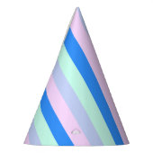 Blauw, Lavendel, Roze & Pastel Mint Groene strepen Feesthoedjes (Links)