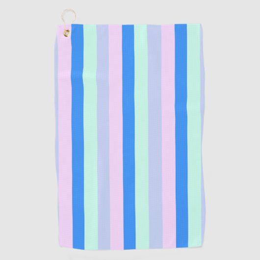 Blauw, Lavendel, Roze & Pastel Mint Groene strepen Golfhanddoek (Voorkant)