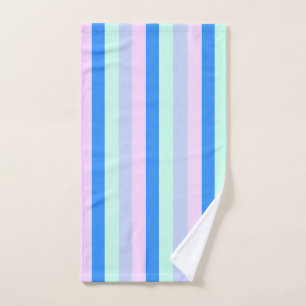 Blauw, Lavendel, Roze & Pastel Mint Groene strepen Handdoek