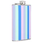 Blauw, Lavendel, Roze & Pastel Mint Groene strepen Heupfles (Rechts)