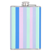 Blauw, Lavendel, Roze & Pastel Mint Groene strepen Heupfles (Achterkant)