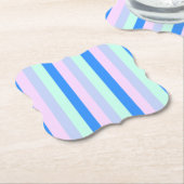 Blauw, Lavendel, Roze & Pastel Mint Groene strepen Kartonnen Onderzetters (Gekanteld)