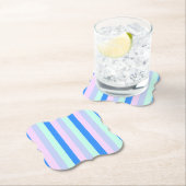 Blauw, Lavendel, Roze & Pastel Mint Groene strepen Kartonnen Onderzetters (Insitu)