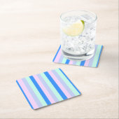 Blauw, Lavendel, Roze & Pastel Mint Groene strepen Kartonnen Onderzetters (Insitu)