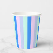 Blauw, Lavendel, Roze & Pastel Mint Groene strepen Papieren Bekers (Achterkant)
