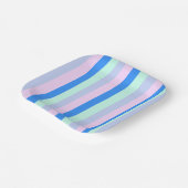 Blauw, Lavendel, Roze & Pastel Mint Groene strepen Papieren Bordje (Gebogen)