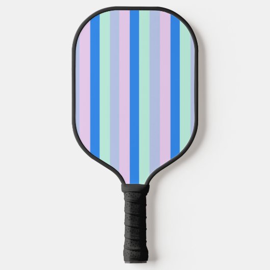 Blauw, Lavendel, Roze & Pastel Mint Groene strepen Pickleball Paddle (Voorkant)