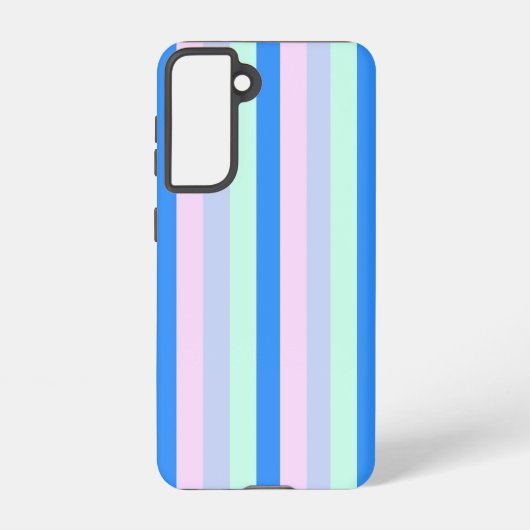 Blauw, Lavendel, Roze & Pastel Mint Groene strepen Samsung Galaxy Hoesje (Achterkant)