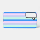 Blauw, Lavendel, Roze & Pastel Mint Groene strepen Samsung Galaxy Hoesje (Achterkant horizontaal)