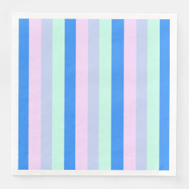 Blauw, Lavendel, Roze & Pastel Mint Groene strepen Servet