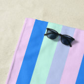 Blauw, Lavendel, Roze & Pastel Mint Groene strepen Strandlaken (In situ)