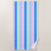 Blauw, Lavendel, Roze & Pastel Mint Groene strepen Strandlaken (Voorkant)