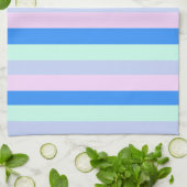 Blauw, Lavendel, Roze & Pastel Mint Groene strepen Theedoek (Gevouwen)
