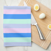 Blauw, Lavendel, Roze & Pastel Mint Groene strepen Theedoek (Quarter Fold)
