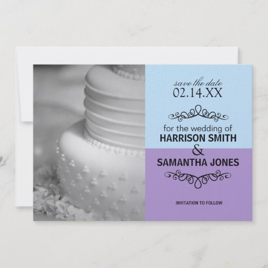 Blauw & Lavendel Save the Date Aankondigingen (Voorkant)