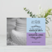 Blauw & Lavendel Save the Date Aankondigingen (Staand voorkant)