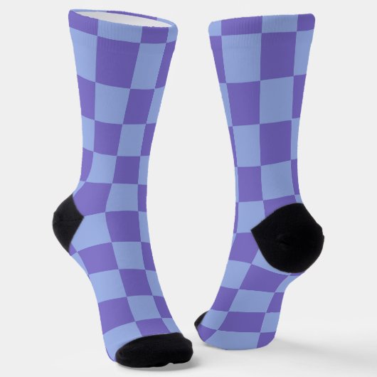 Blauw & lavendel schaakbordpatroon sokken (Gebogen)