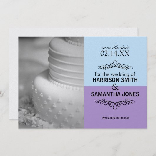 Blauw & lavender sparen de Mededelingen van de Dat Kaart (Voorkant / Achterkant)