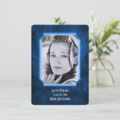 Blauw leder Afstuderen uitnodigen Kaart (Staand voorkant)