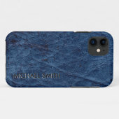 Blauw leder Case-Mate iPhone case (Achterkant (horizontaal))