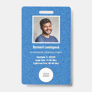 Blauw leder en werknemers foto's & Logo Badge