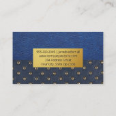 Blauw leder | Gepolsterd materiaal Visitekaartje (Achterkant)