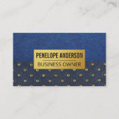 Blauw leder | Gepolsterd materiaal Visitekaartje (Voorkant)