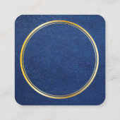 Blauw leder | Goudmetaalring Vierkante Visitekaartje (Achterkant)