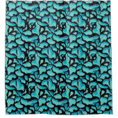 Blauw leder herstellend patroon douchegordijn (Voorkant)