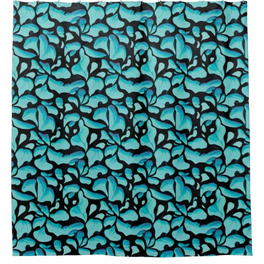 Blauw leder herstellend patroon douchegordijn (Voorkant)