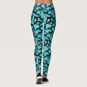 Blauw leder herstellend patroon leggings (Achterkant)