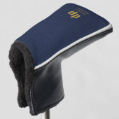Blauw leder Kijk Monogram Aangepaste naam Golfheadcover (3/4 voorkant)