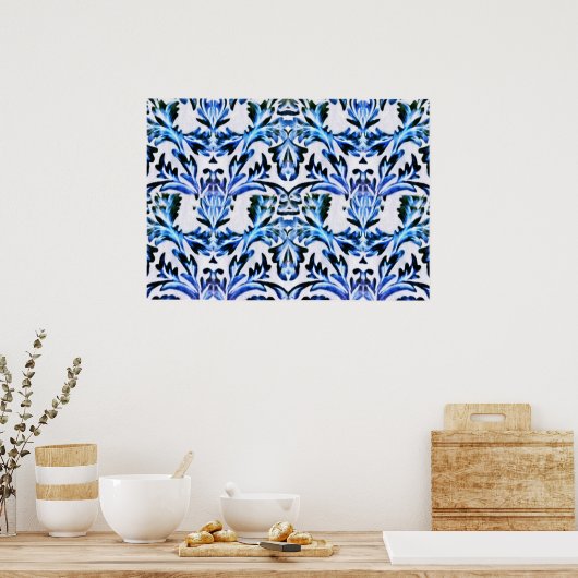 Blauw leder met schuifwiel poster (Keuken)