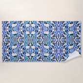 Blauw leder met schuifwiel strandlaken (Voorkant)