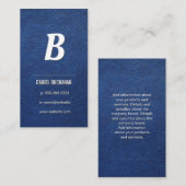 Blauw leder | Monogram Visitekaartje (Voorkant / Achterkant)