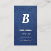 Blauw leder | Monogram Visitekaartje (Voorkant)