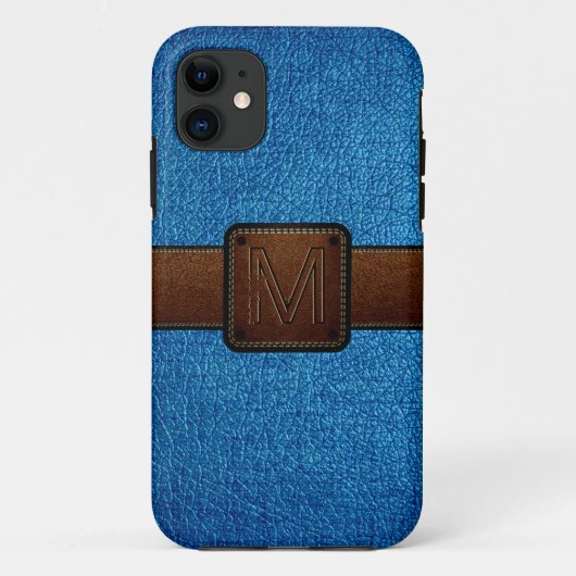 blauw leder ziet er bruin label uit Case-Mate iPhone case (Achterkant)